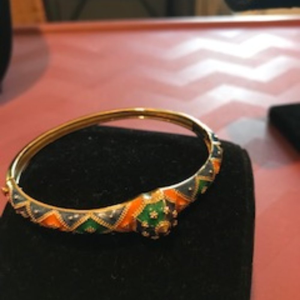 Sterling Silver And Enamel Bangle - image 8